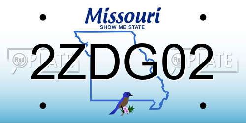 2ZDG02 Missouri License Plate