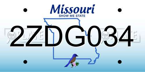 2ZDG034 Missouri License Plate