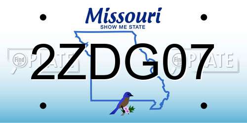 2ZDG07 Missouri License Plate