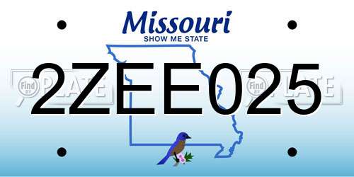 2ZEE025 Missouri License Plate