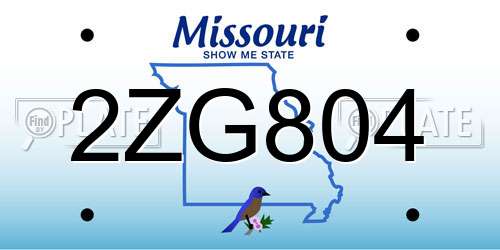2ZG804 Missouri License Plate
