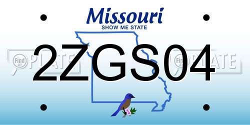 2ZGS04 Missouri License Plate