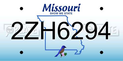 2ZH6294 Missouri License Plate