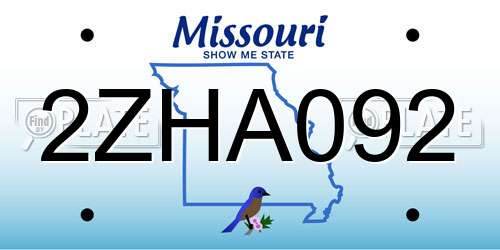2ZHA092 Missouri License Plate