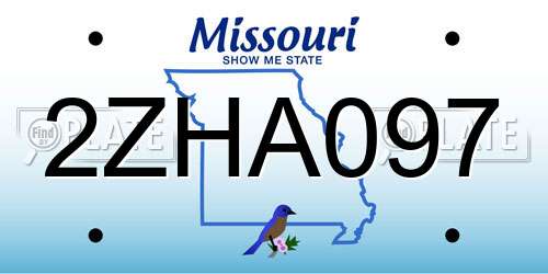 2ZHA097 Missouri License Plate