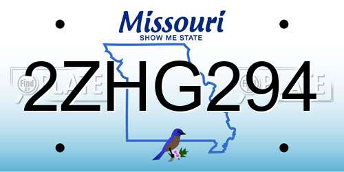 2ZHG294 Missouri License Plate