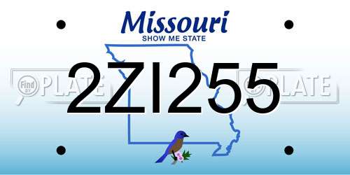 2ZI255 Missouri License Plate