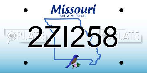 2ZI258 Missouri License Plate