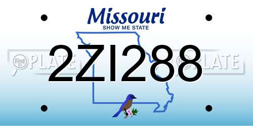 2ZI288 Missouri License Plate
