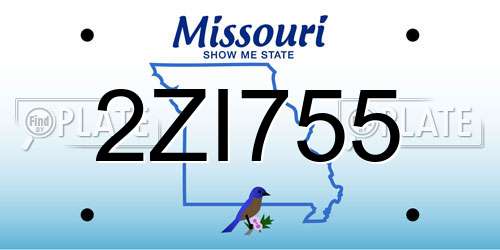 2ZI755 Missouri License Plate