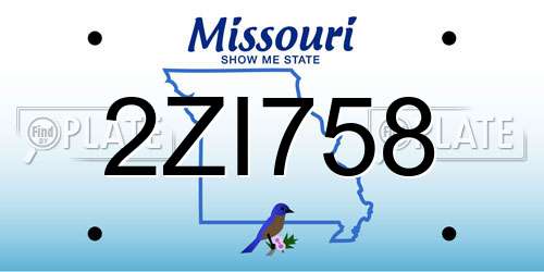 2ZI758 Missouri License Plate