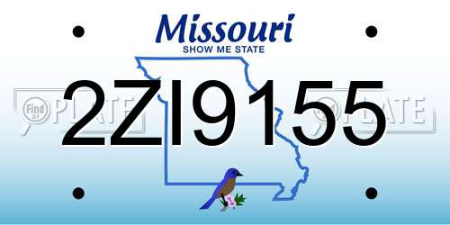 2ZI9155 Missouri License Plate