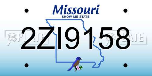 2ZI9158 Missouri License Plate