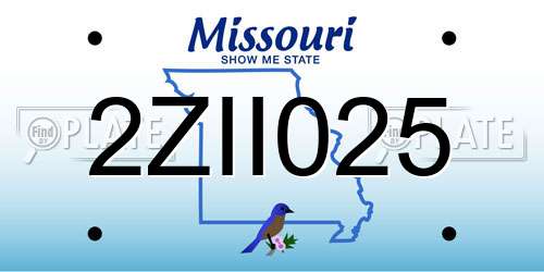 2ZII025 Missouri License Plate