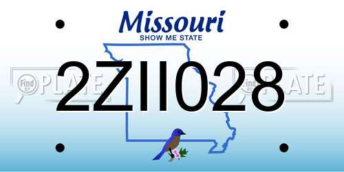 2ZII028 Missouri License Plate