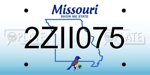 2ZII075 Missouri License Plate