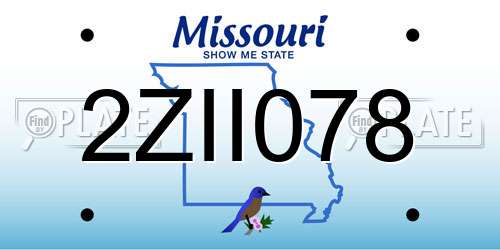 2ZII078 Missouri License Plate