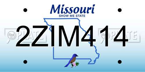 2ZIM414 Missouri License Plate