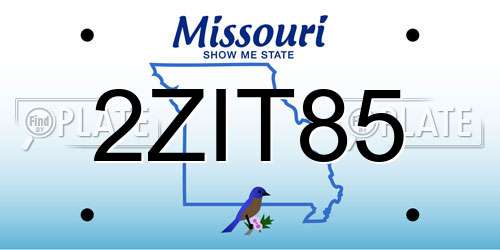2ZIT85 Missouri License Plate