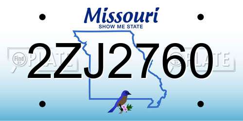 2ZJ2760 Missouri License Plate