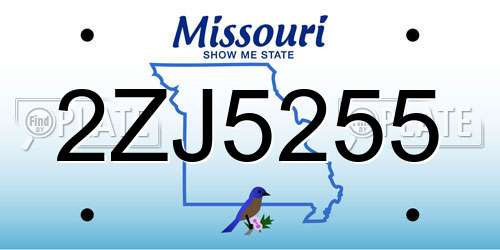 2ZJ5255 Missouri License Plate