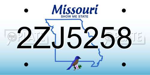 2ZJ5258 Missouri License Plate