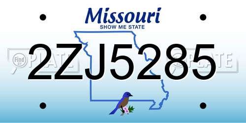 2ZJ5285 Missouri License Plate