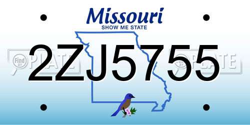 2ZJ5755 Missouri License Plate