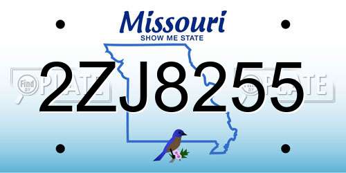 2ZJ8255 Missouri License Plate