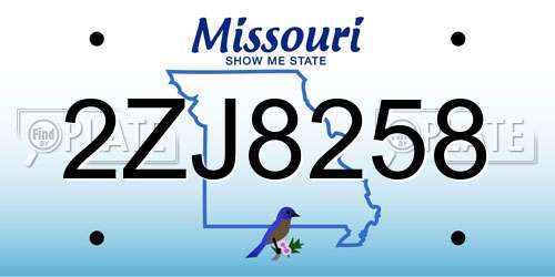 2ZJ8258 Missouri License Plate