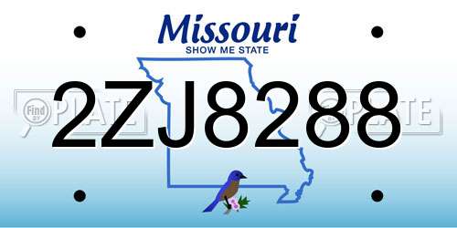 2ZJ8288 Missouri License Plate