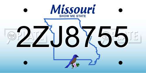 2ZJ8755 Missouri License Plate