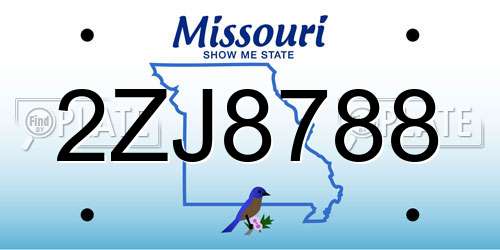 2ZJ8788 Missouri License Plate