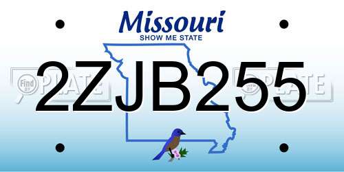 2ZJB255 Missouri License Plate