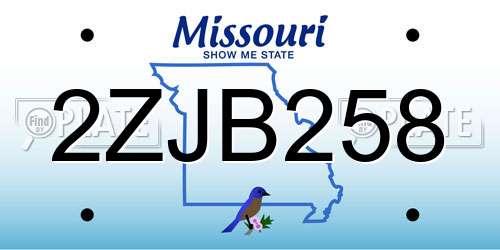 2ZJB258 Missouri License Plate