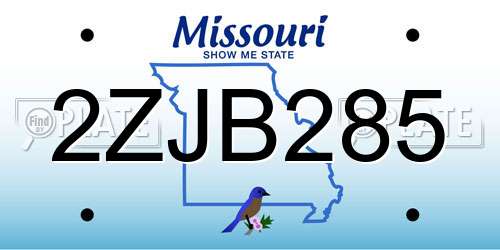 2ZJB285 Missouri License Plate