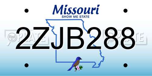 2ZJB288 Missouri License Plate