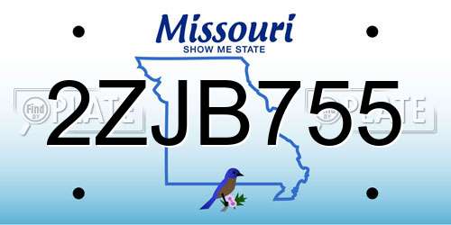 2ZJB755 Missouri License Plate