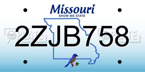 2ZJB758 Missouri License Plate