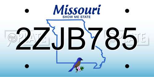 2ZJB785 Missouri License Plate