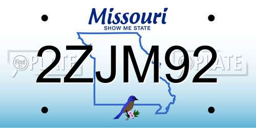 2ZJM92 Missouri License Plate