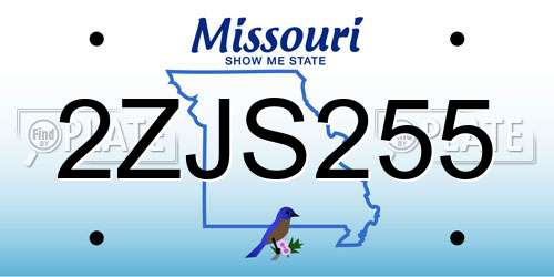 2ZJS255 Missouri License Plate