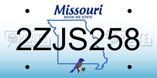 2ZJS258 Missouri License Plate