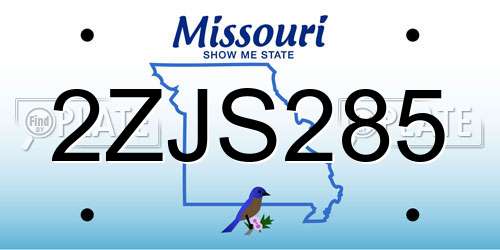 2ZJS285 Missouri License Plate