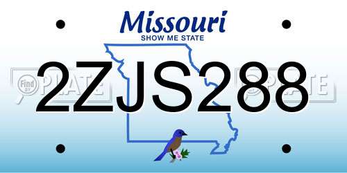 2ZJS288 Missouri License Plate