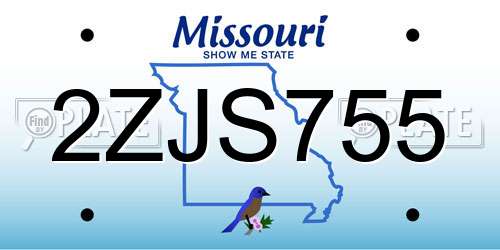2ZJS755 Missouri License Plate