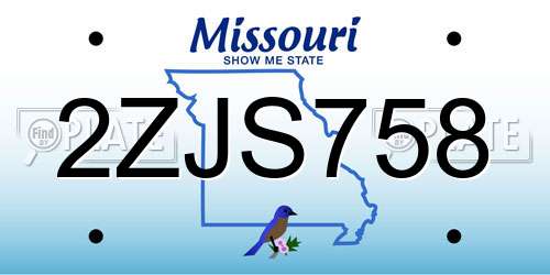 2ZJS758 Missouri License Plate