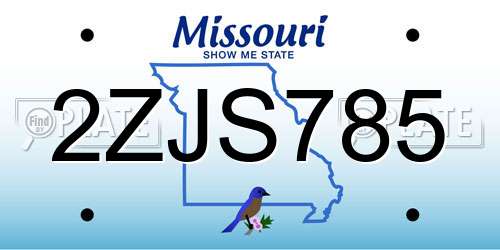 2ZJS785 Missouri License Plate