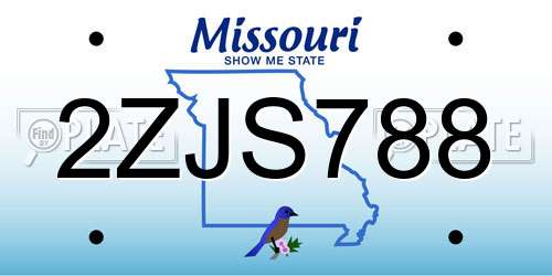 2ZJS788 Missouri License Plate