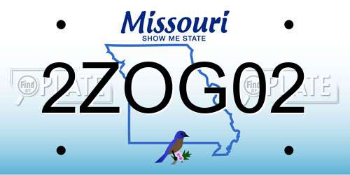 2ZOG02 Missouri License Plate